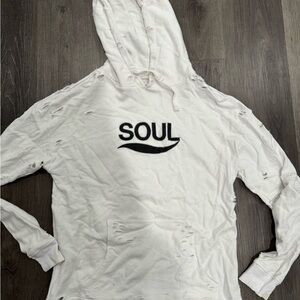 SoulCycle White Distressed Hoodie